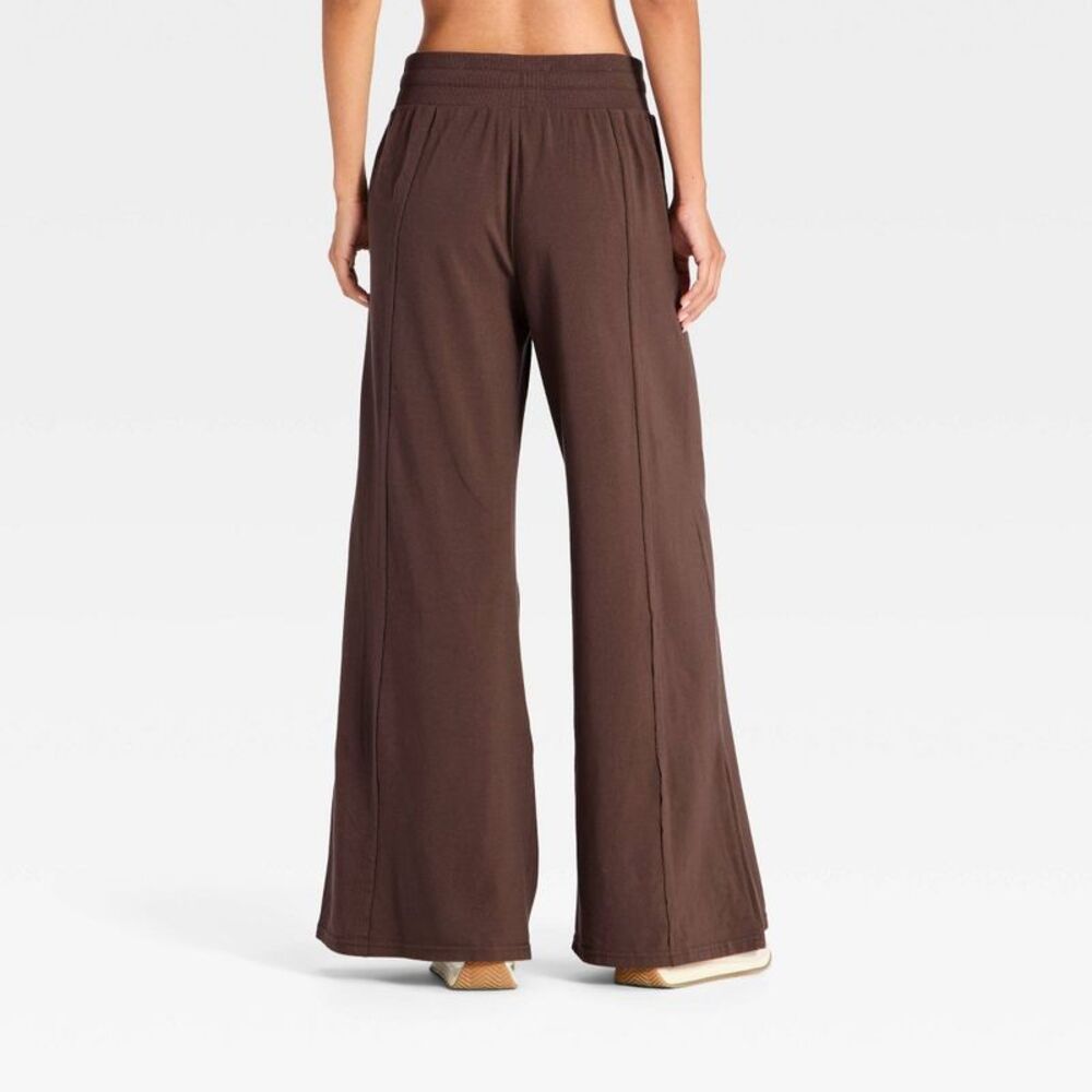 Women's Active Washed Jersey Wide Leg Pants - JoyLab Brown S - Picture 2 of 3